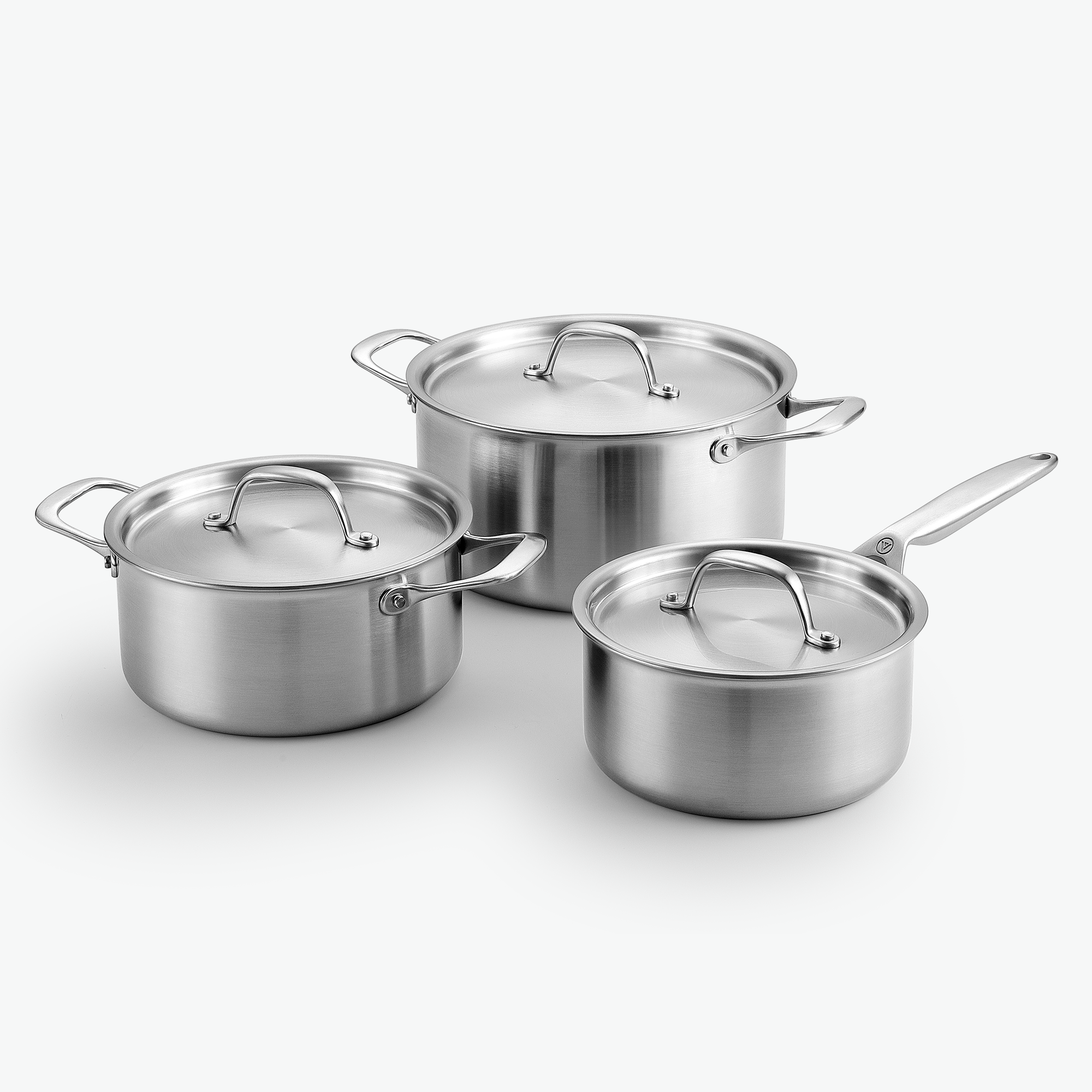 #Sæt_Gryde Trio Sæt - 3 dele, #Låg_Rustfrit stål