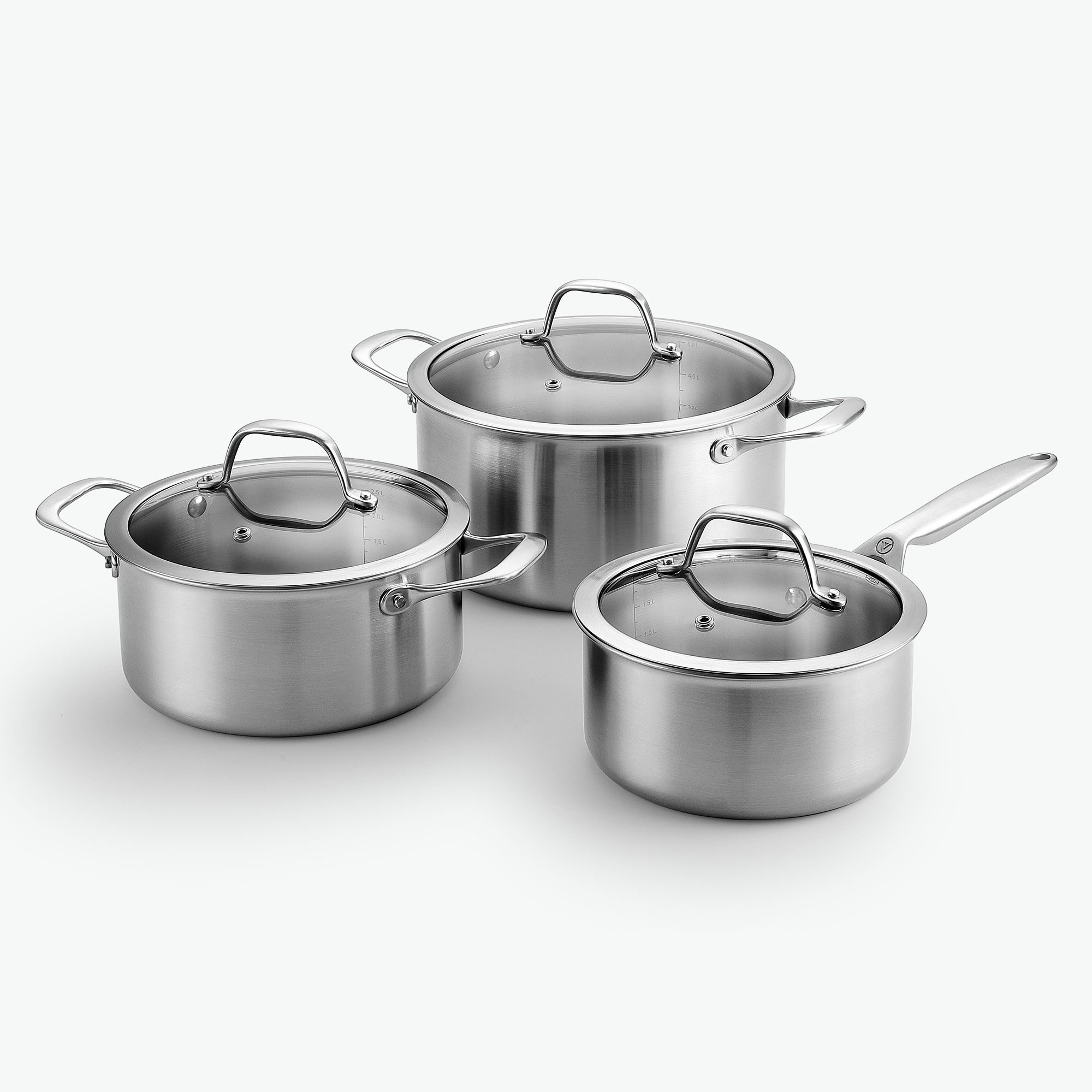 #Sæt_Gryde Trio Sæt - 3 dele, #Låg_Glas