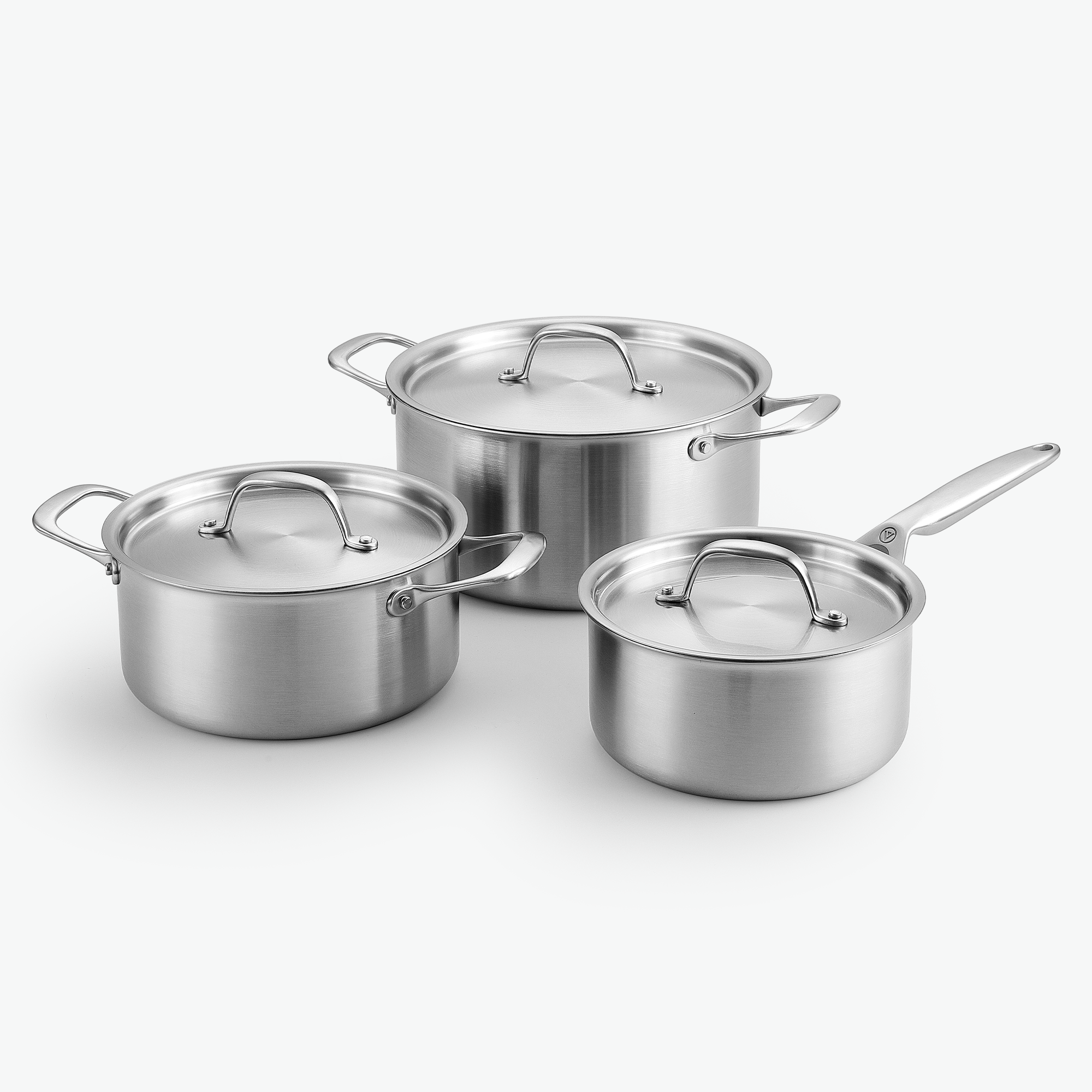 #Sæt_Gryde Trio Sæt - 3 dele, #Låg_Rustfrit stål