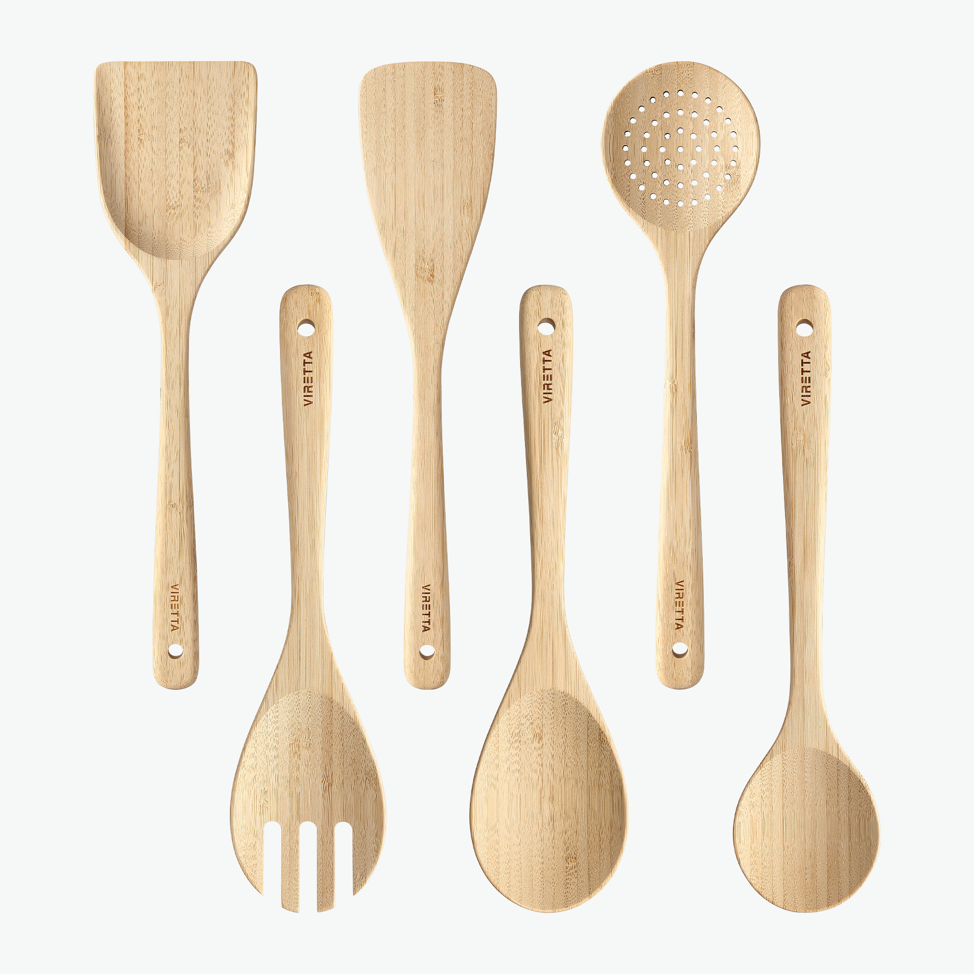 Køkkenredskabssæt i bambus – 6 dele