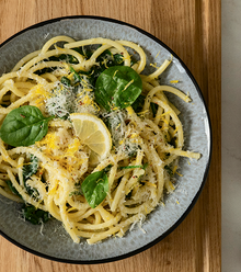 Citronsmørspaghetti med Grønt