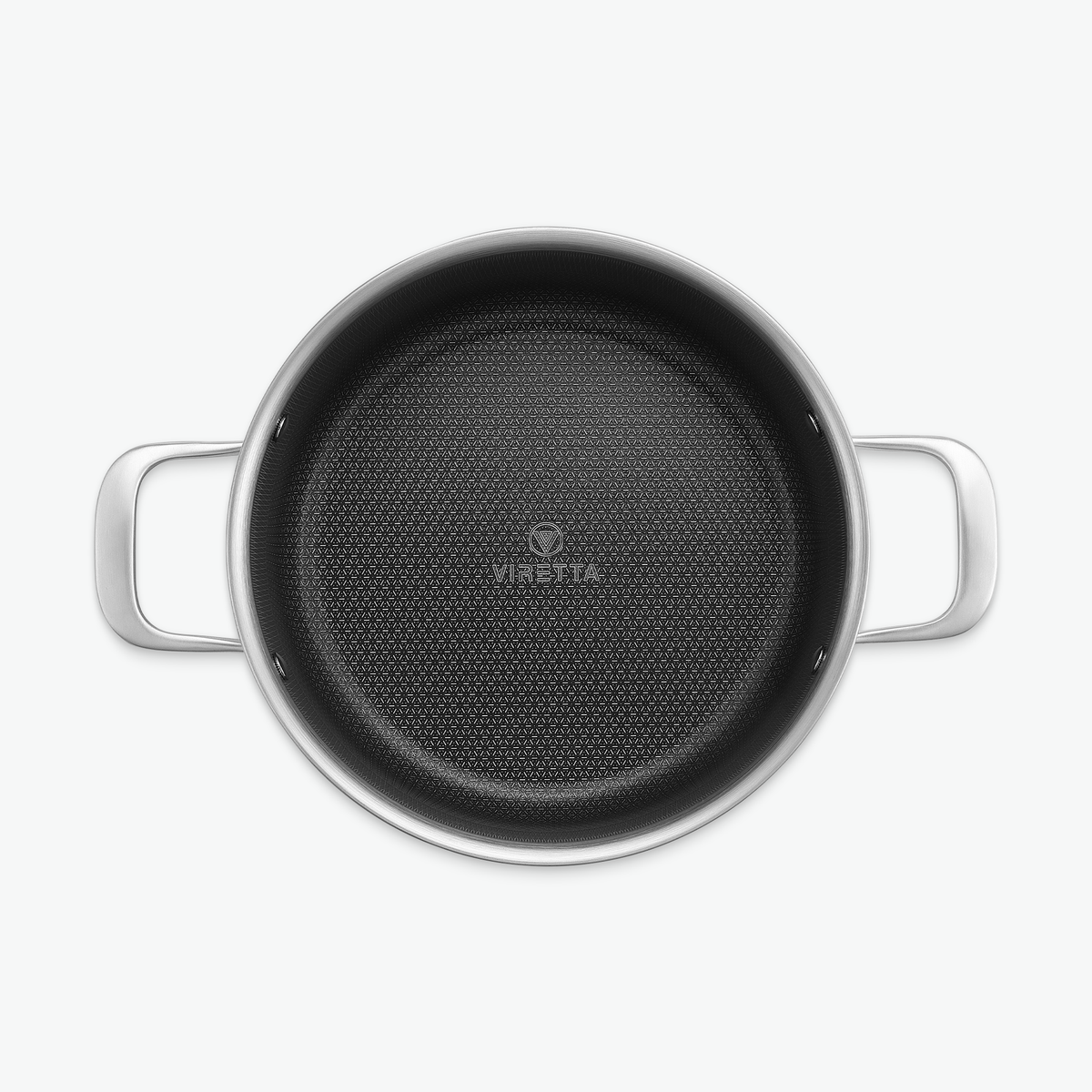 Gryde i 3-Ply Hybrid, 5,6 l, set ovenfra med det sekskantede mønster