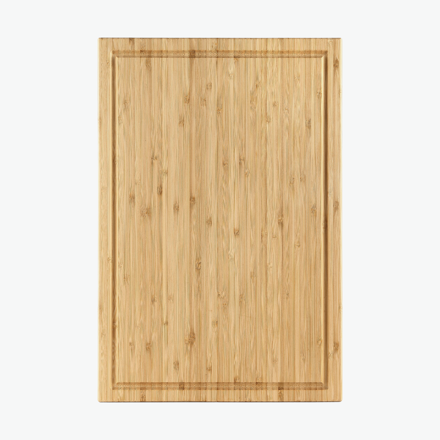 Skærebræt med saftrille i bambus, stor (45 × 30 cm), set ovenfra