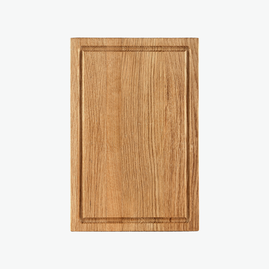 Skærebræt med saftrille i eg, lille (30 × 20 cm), set ovenfra