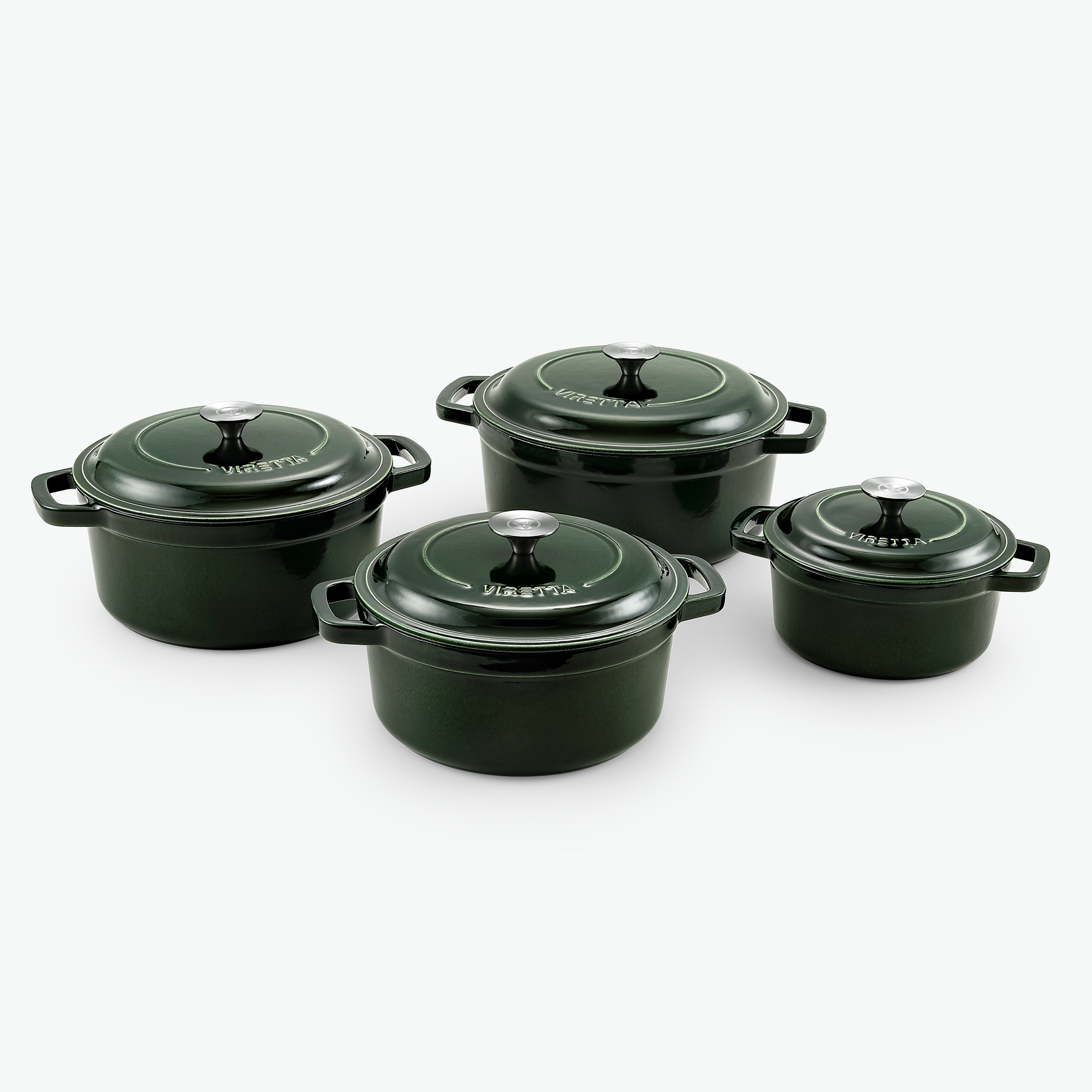 Emaljeret støbejerngryde sæt