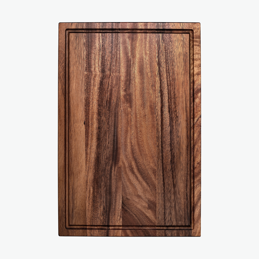 Skærebræt med saftrille i valnød, stor (45 × 30 cm), set ovenfra