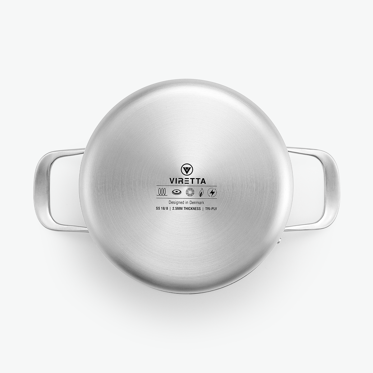 Bunden af gryde i 3-Ply rustfrit stål, 3 l, set nedefra