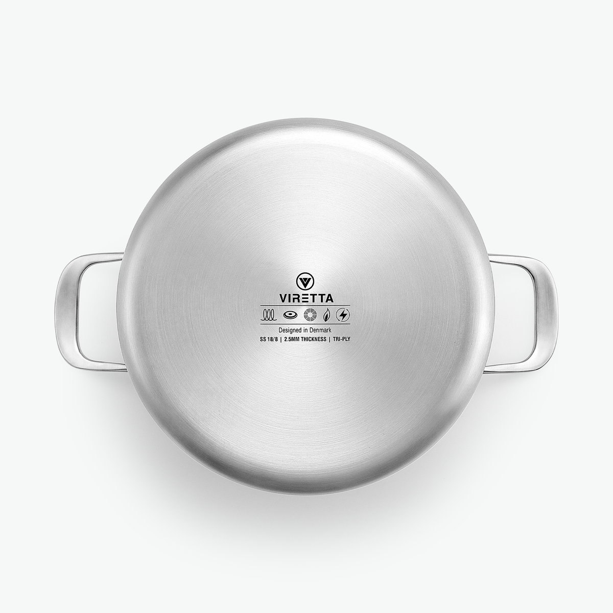 Bunden af gryde i 3-Ply rustfrit stål, 5,6 l, set nedefra